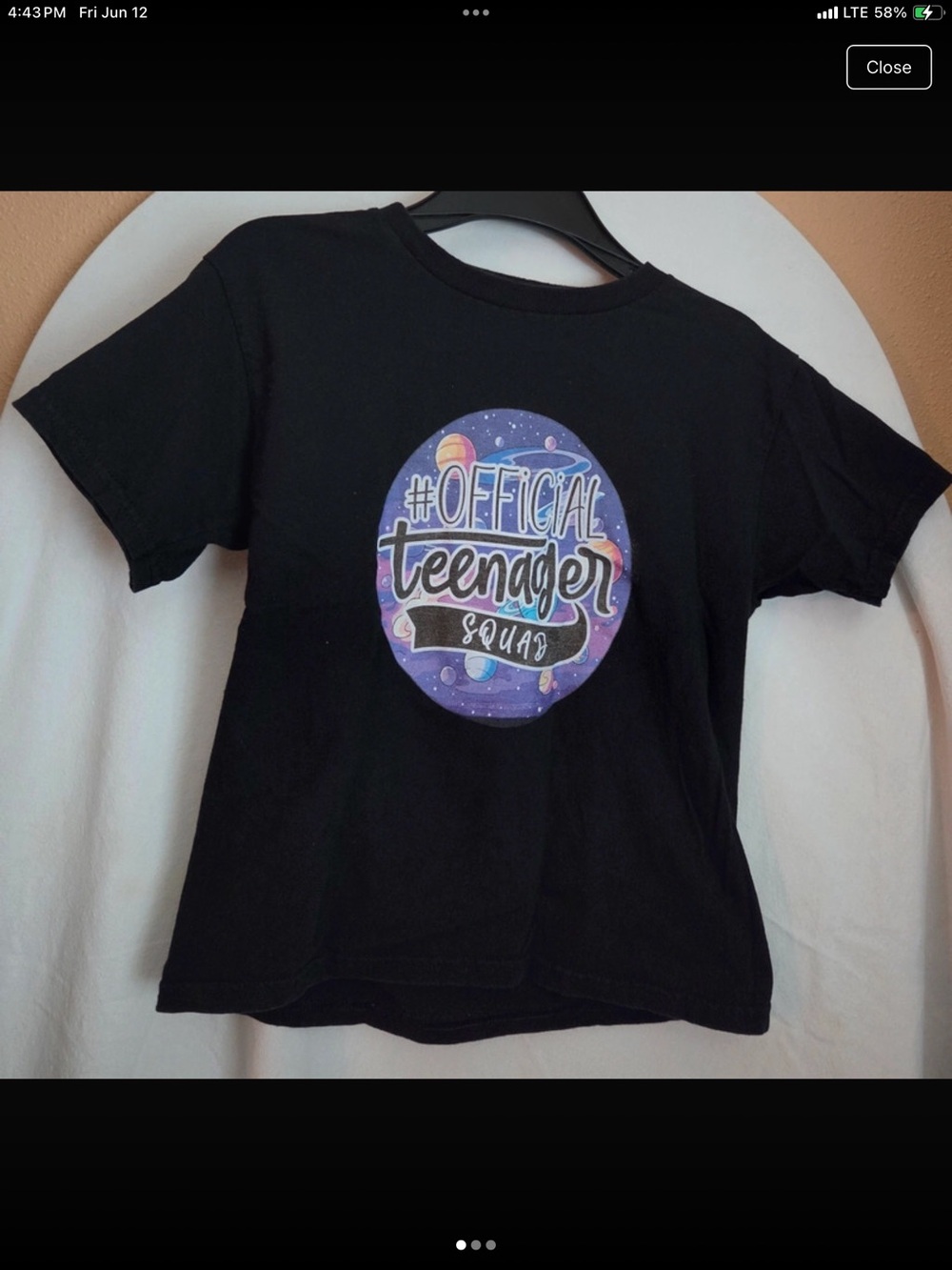 Black "Official Teenager Squad" Graphic Tee for New Teen